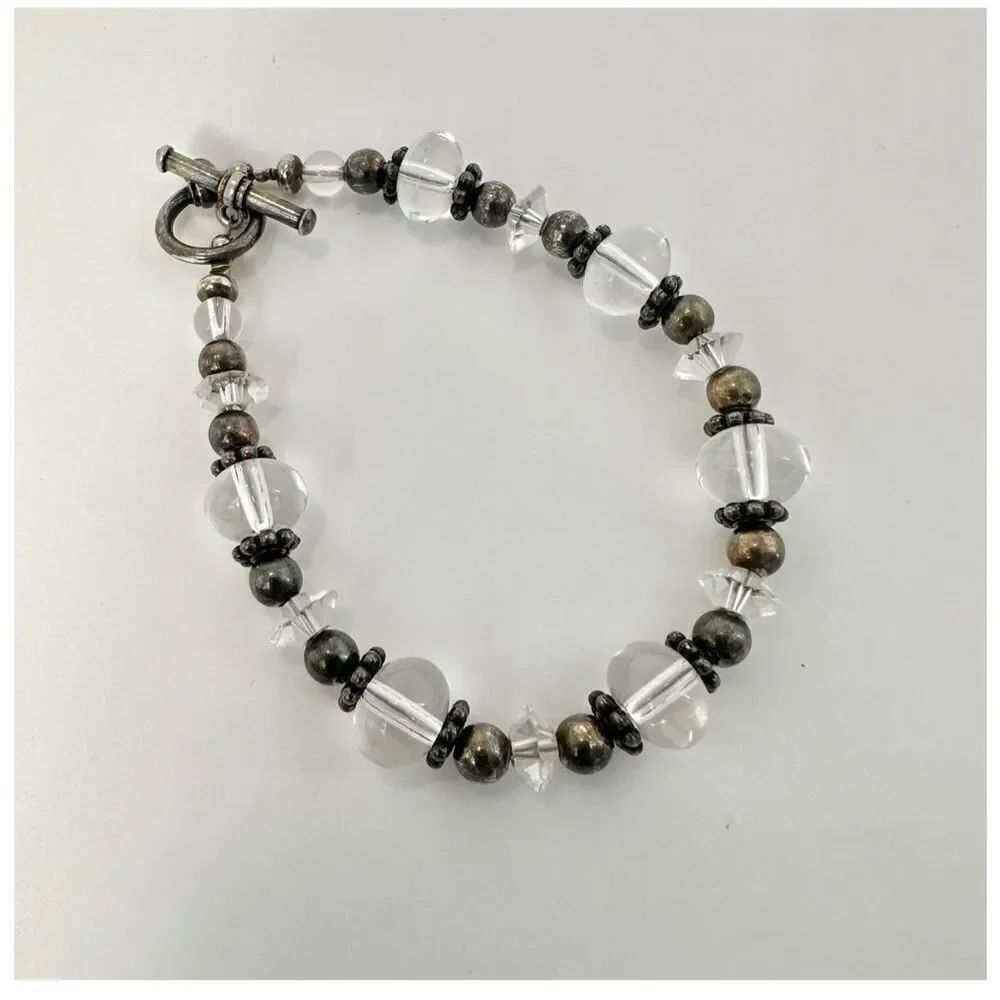 Sterling silver clear Crystal beadedโbracelet